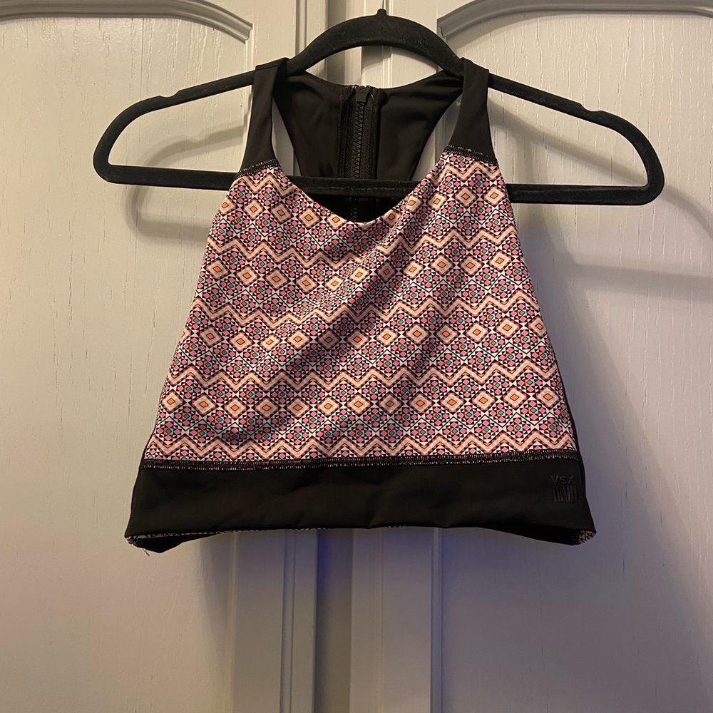 VSX Patterned Sports Bra - Black and Pink